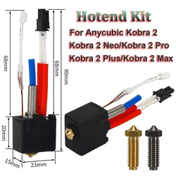 24V 60W Hotend Kit For Anycubic Kobra 2 Kobra 2 Neo Pro Plus Max 3D Printer Print Head J-head Brass Hard Steel Volcano Nozzle