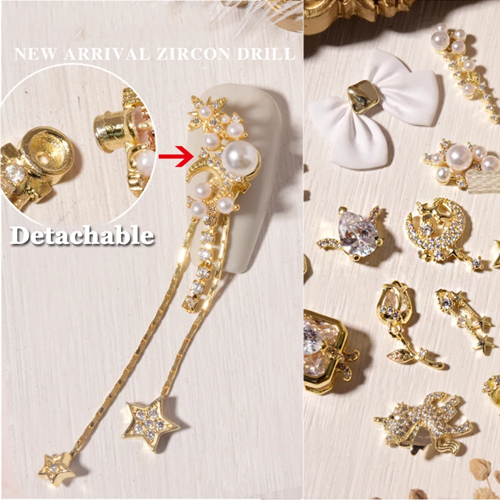 DIY Zircon Wing Flower Bow Knot Charms Manicure Tools Nail Jewelry 3D Nail Rhinestones Nail Art Decorations