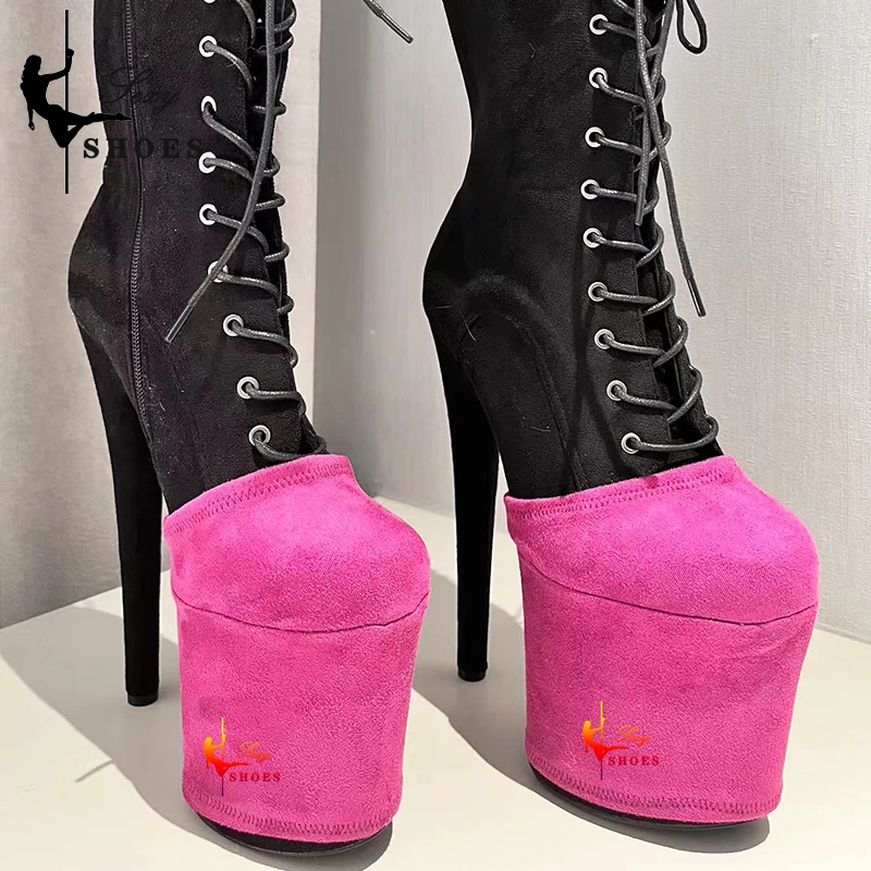 High Heels 20cm Shoes's Platform Protectors Cover Pole Dance Training Overshoes Shoes Accessories Suede Wear-Resist Overshoes BX