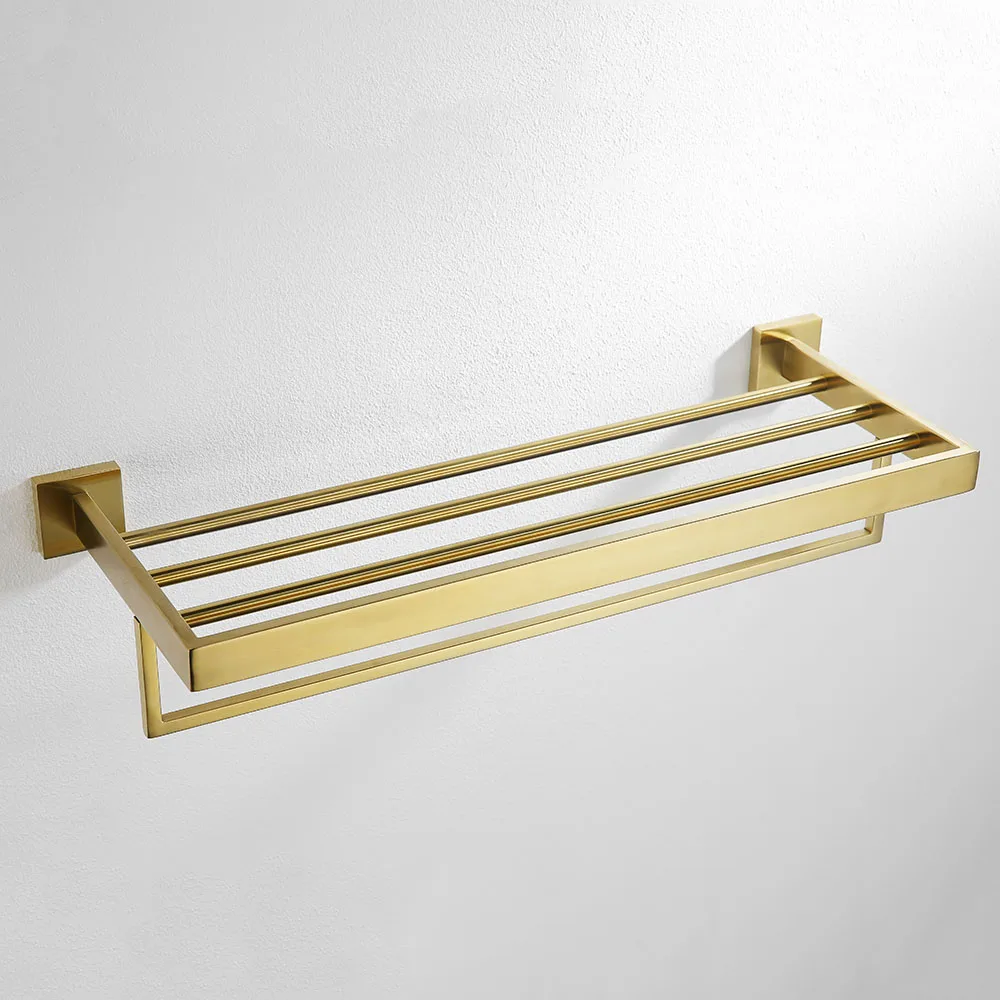 Stainless Steel Brushed Gold Towel Bar Rack Toilet Paper Holder Toilet Brush Robe Hook Soap Dish Bathroom Accessories Hardware