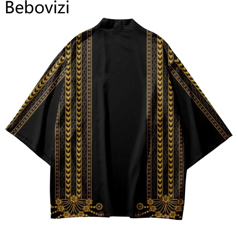 

Streetwear Traditional Clothing 2022 Fashion Geometry Men Women Kimono Cardigan Japanese Style Yukata Haori Obi