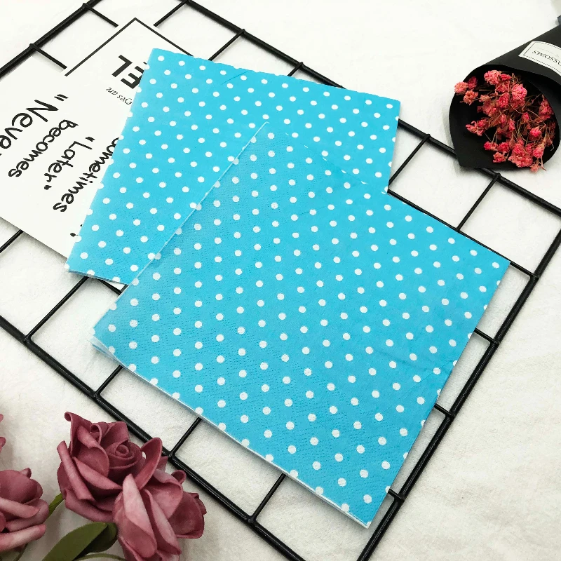 10/20pcs/Pac 33*33cm 2-Ply Colourful Printed Napkins New Two Colour Polka Dot Folded Napkins All Party Placemats