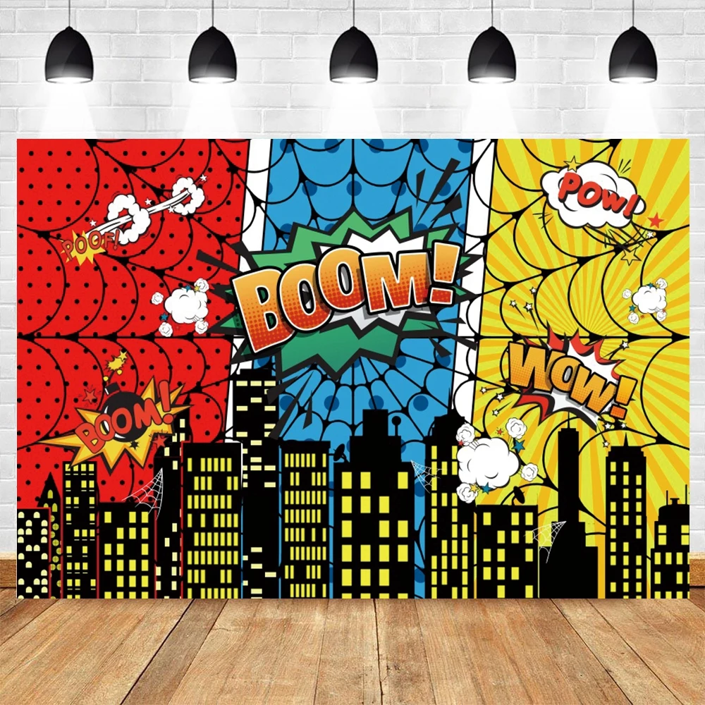 Photo backdrop photo wallpaper Yeele Superhero Baby Shower Birthday Backdrop City Building Super Hero Party Photography Background Photo Studio Photophone
