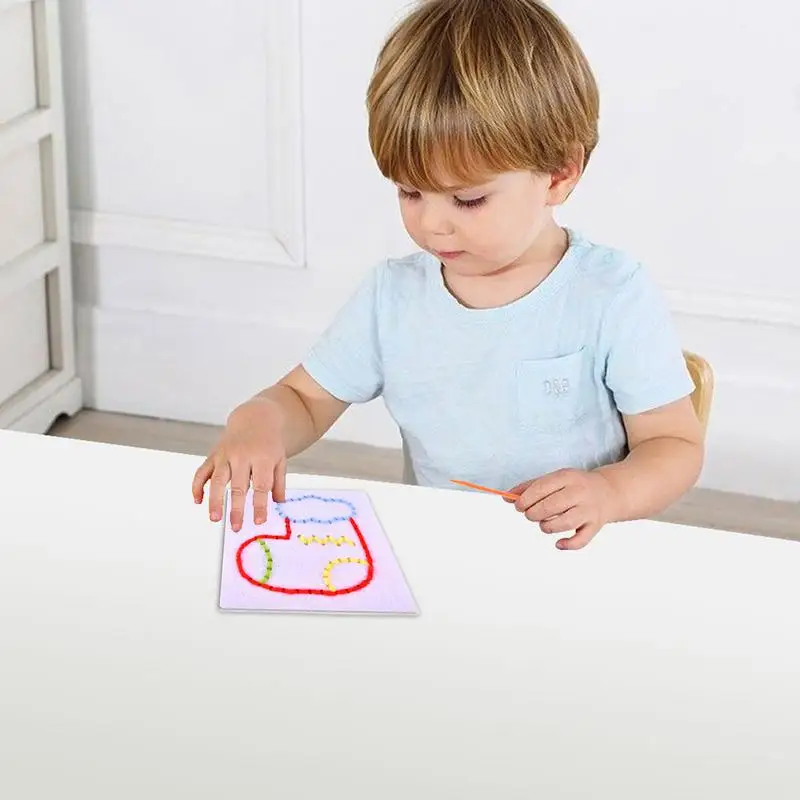 Kids Sewing Kit String Knitting Kits Threading Board Toddler Sewing Toddler Lacing Cards Board Toys For Enhance Cognitive