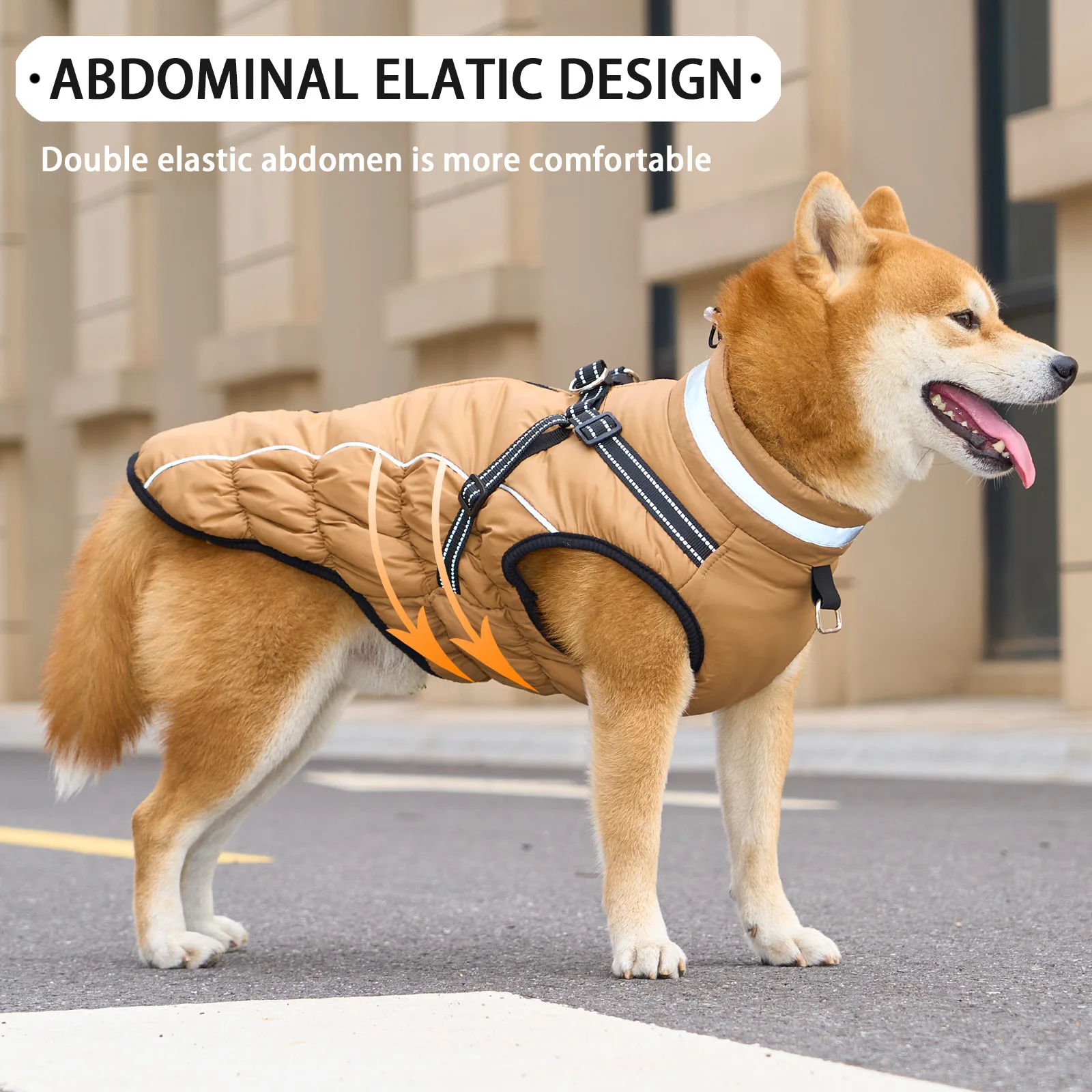 Medium and Large Dogs Are Protected From Wind and Cold By Winter Warm Cotton Clothing and Reflective Cotton for Walking At Night