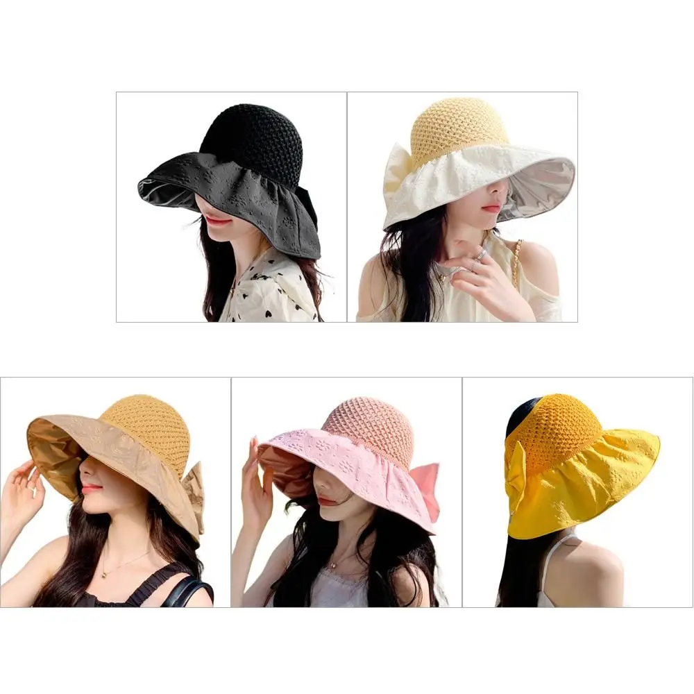 

Travel Large Hat Brim Summer Uv Protect Travel Hat Sun Hat Beach Cap Bow Storage Bag Big Brimmed Hat