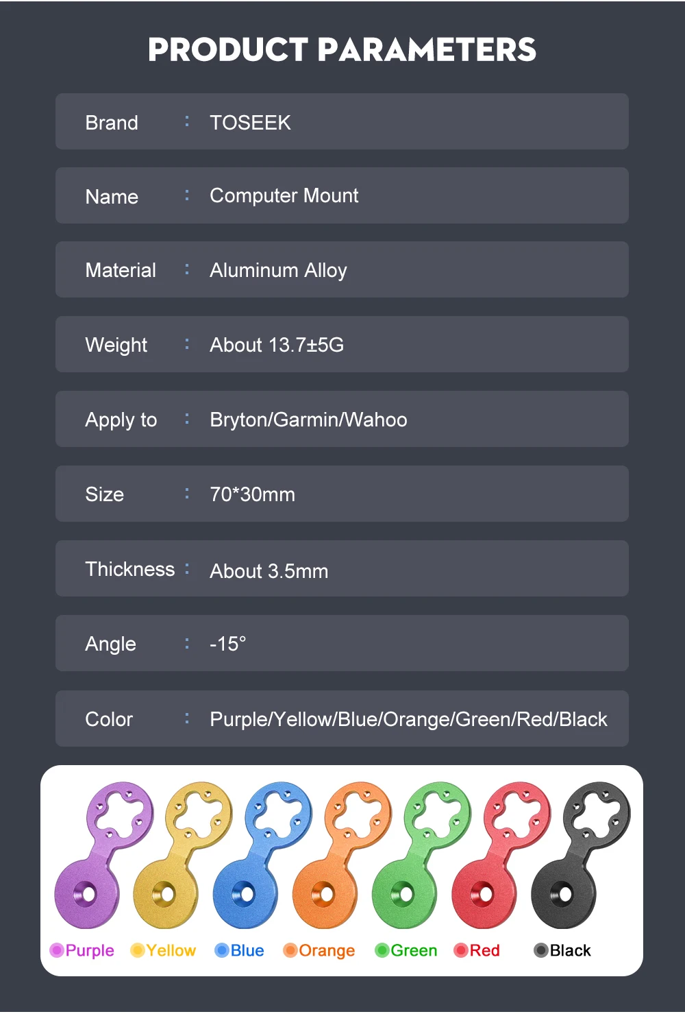 Description Picture 6 of itemTOSEEK MTB Handlebar Integrated Headset Cap Cover With Computer Mount For Garmin Bryton Wahoo Bicycle Computer Accessories