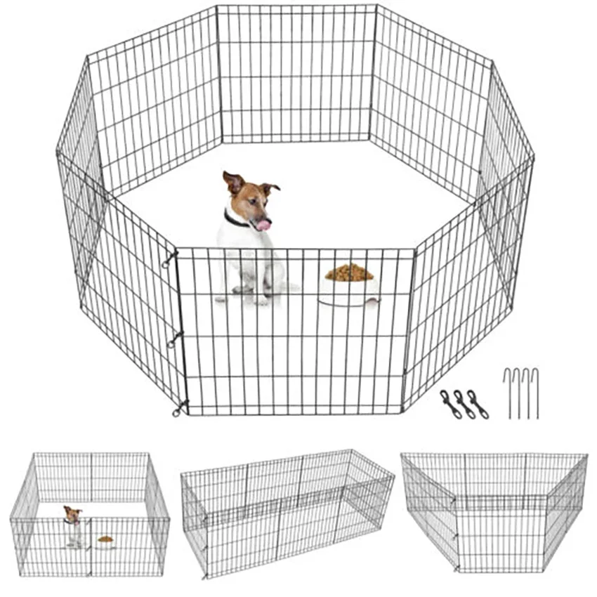 24-calowy klatka dla psa 8-panelowa ogrodzenie Pet Play Pen Ćwiczenia Puppy Kennel Cage Yard