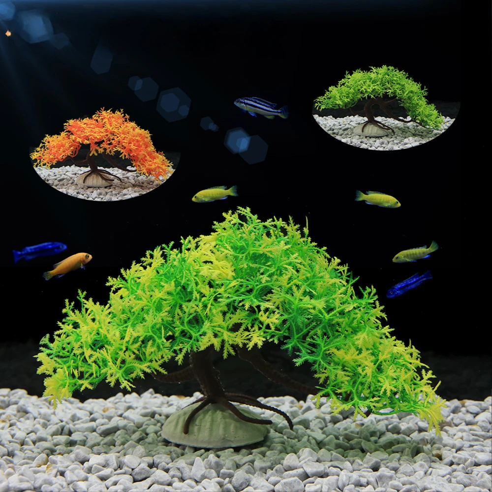 Artificial Aquarium Decor Plants Fake Trees Underwater Water Grass