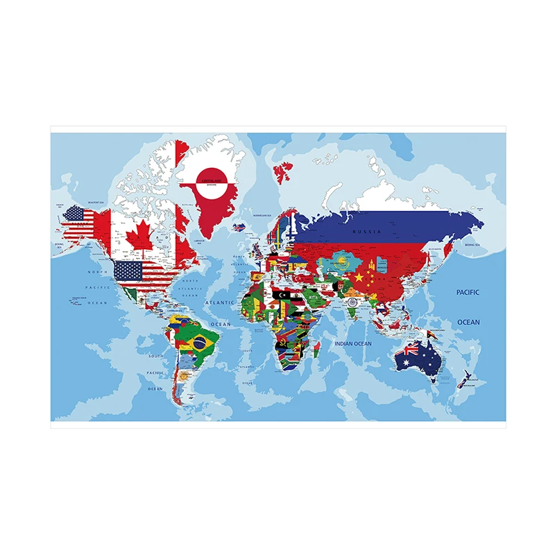 The World Map In English Canvas Painting Wall Art Poster and Prints Teaching Supplies Living Room Home Office Decor 45*30cm