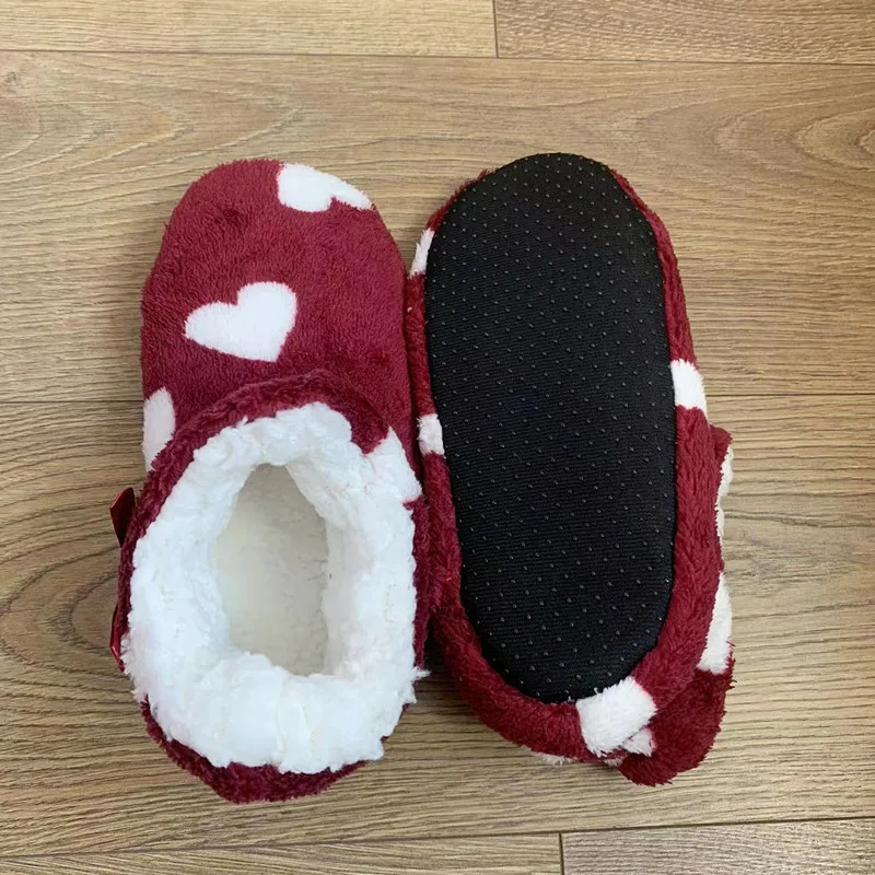 House Slipper Boot Women Heart Love Winter Warm Non Slip Fleece Soft Indoor Plush Cotton Female Home Floor Shoes Men High Tube