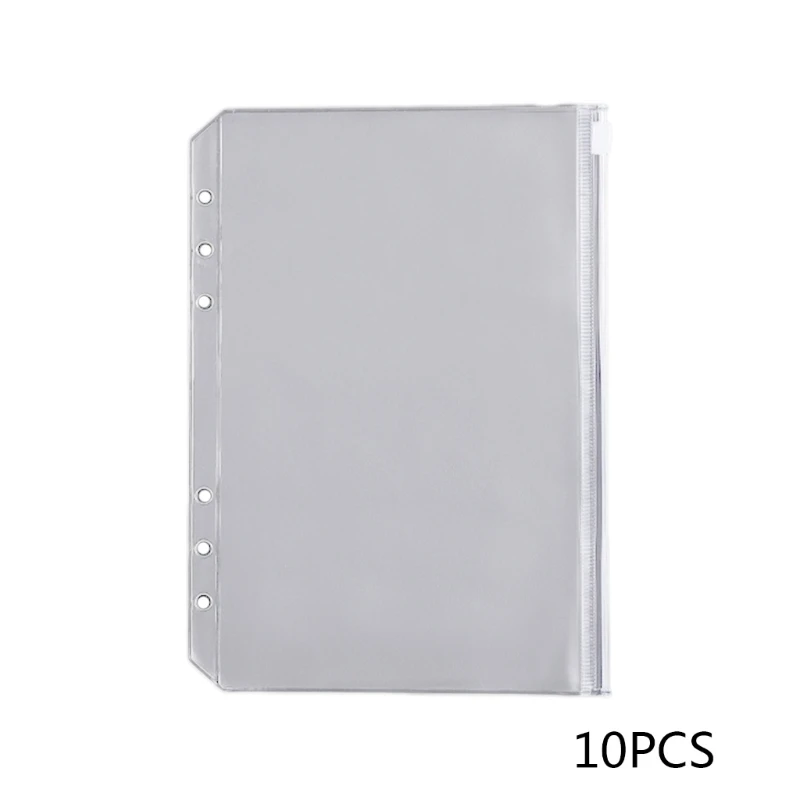 

10Pcs Binder Cover Clear PVC Zipper Binder Pockets, 6-Ring Budget Binder 594A