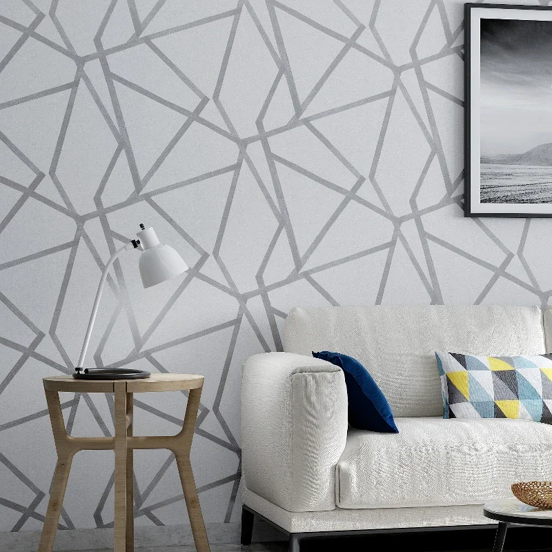 thumbnail interactive-video image 1 of Dark Grey Luxury Geometric Wallpaper Roll Black Gray Wall Paper Modern Design Bedroom Living Room Background Home Wall Decor 1 of 14