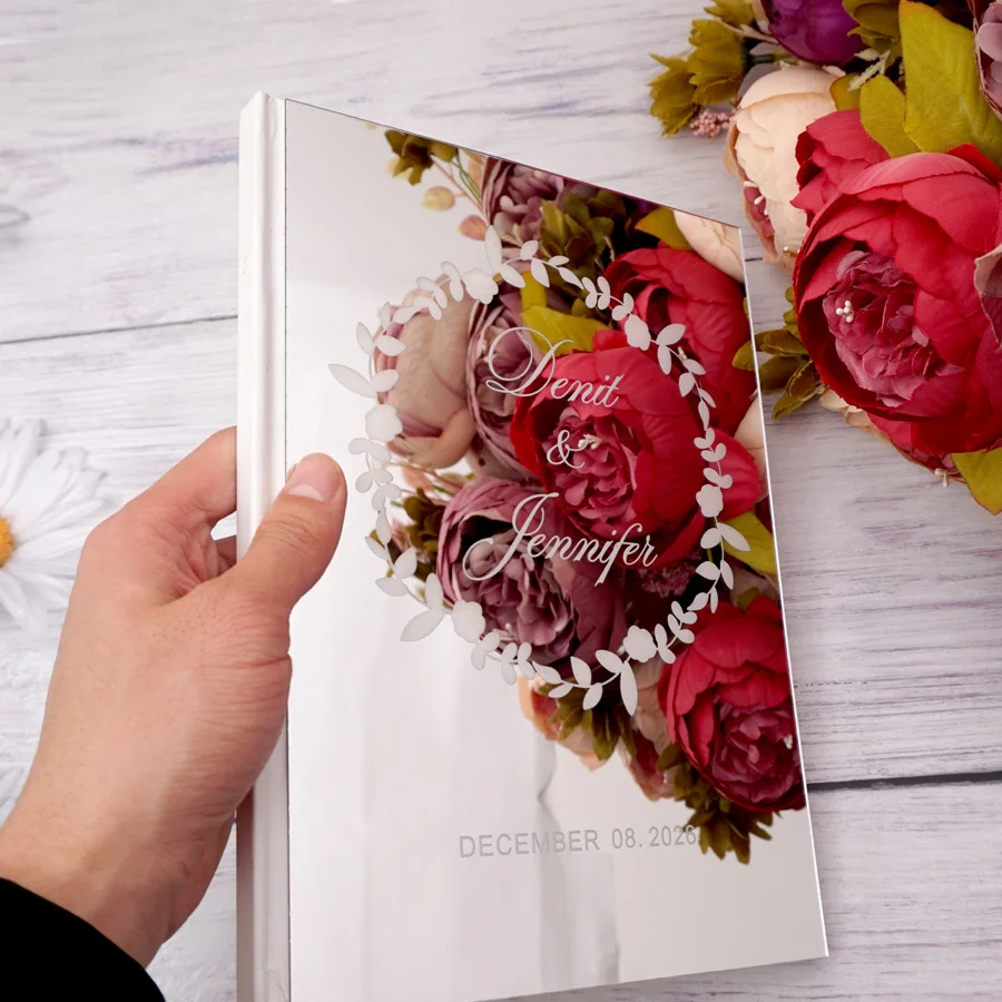 맞춤형 아크릴 거울, 소박한 결혼식 방명록, 이름 및 날짜, 생일 파티, 신부 및 신랑 결혼 선물-Freehip.co.kr