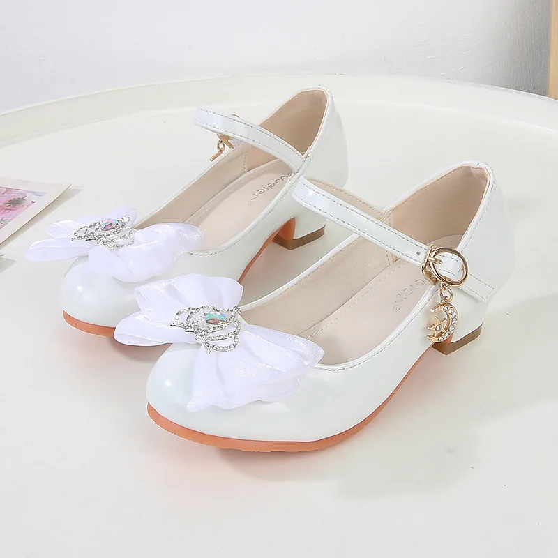 Elegant Children Girl Dance Dress Shoes Fashion Crown Bowknot Kids Leather  Shoe Spring Wedding Princess High-heels Single Shoes - AliExpress 1501