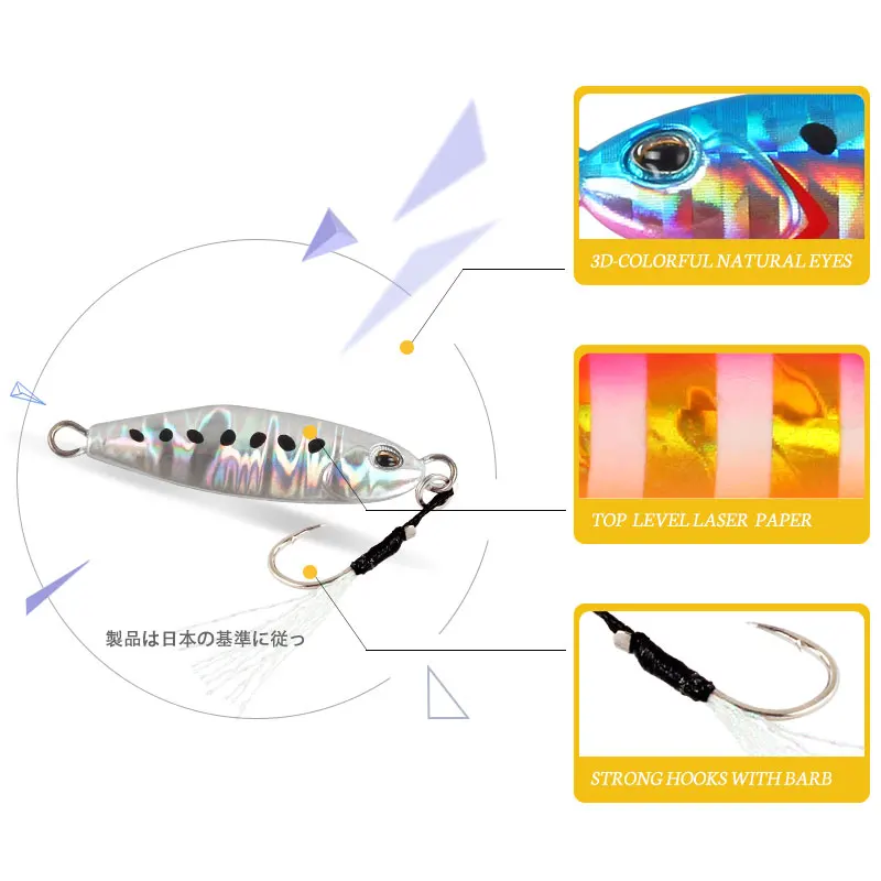 Pack De 10 Leurres De Pêche Métal Jig Lent 10-60g - Truite, Bar, Eau Salée