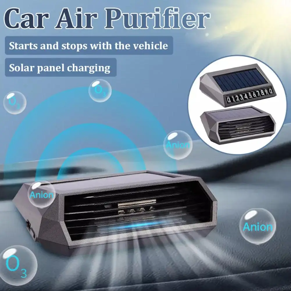 Solar Powered Car Air Purifier With Deodorizing Sterilizing Function Intelligent Energy Saving Indicator Color Changing Lig W6D8