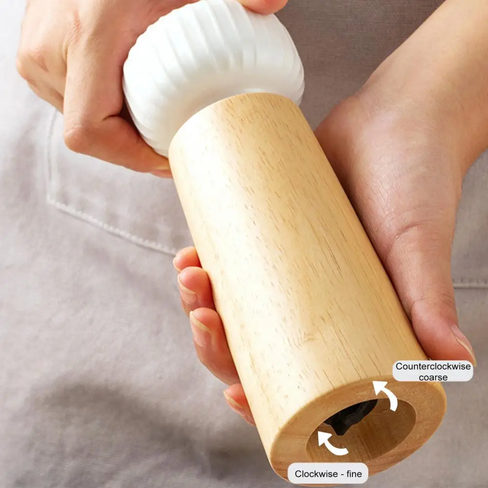 6/7 Inches Wooden Pepper Grinder Manual Salt And Pepper Mill Adjustable Coarse-grained Grinder Refillable Salt Mill Ceramic Lid