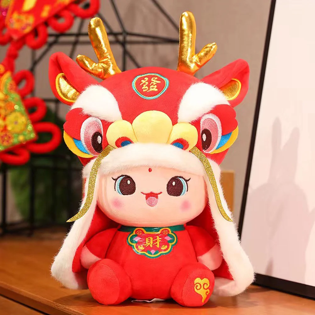 

Dragon Plush Toys Decor Chinese Adorable Stuffed Mascot Animal Desktop Decorative