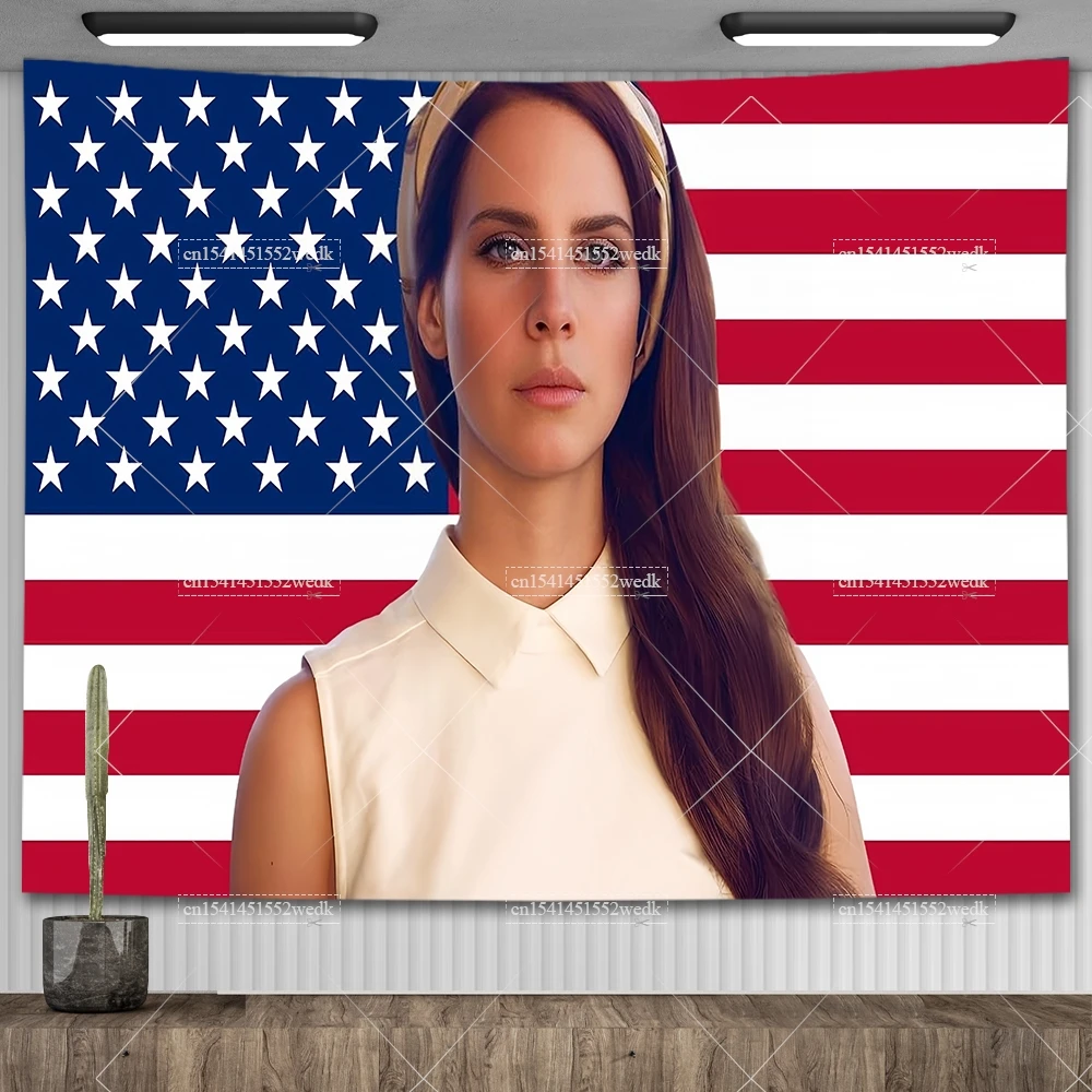 Lana Del Rey Flag Tapestry Wall Hanging Religious Tapestrys Room Decoration Aesthetic Art Posters Dormitory Decor Tapestries