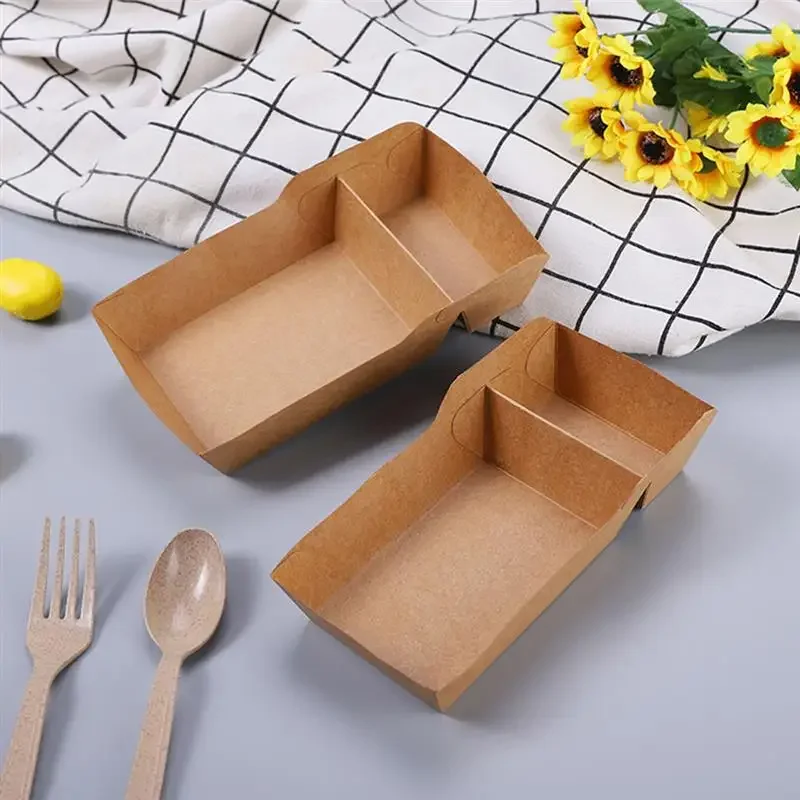 

Food Paper Trays Boats Snack Nacho Fried Serving Container Takeaway Boxes French Basket Disposable Dog Hot Containers Tray Box