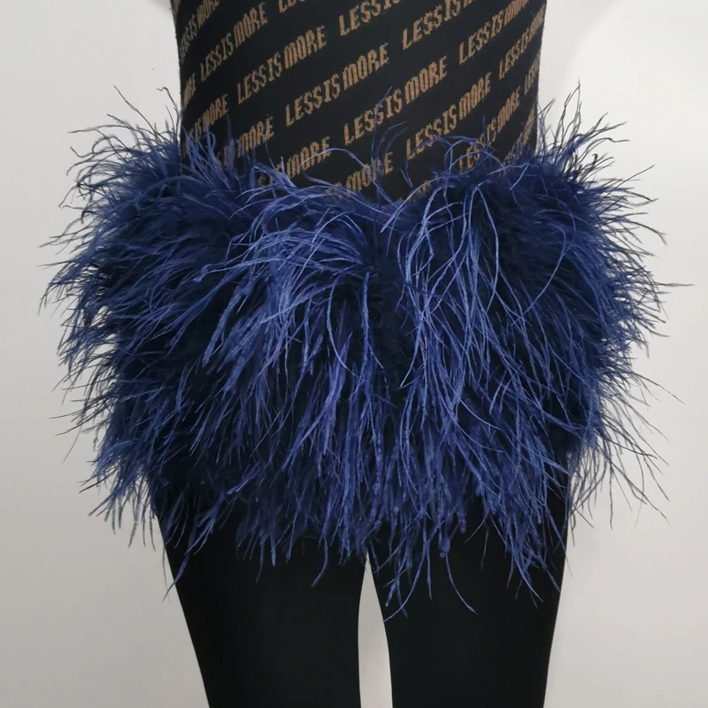 Pantalones cortos de plumas de avestruz, tela de encaje cómoda y sexy, alta elasticidad, adecuada para fiestas de clubes nocturnos, lo último de 100%