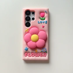 Elegant 3D Butterfly & Flower Silicone Phone Case Cover - Galaxy S23 Ultra (Hua - Pink)