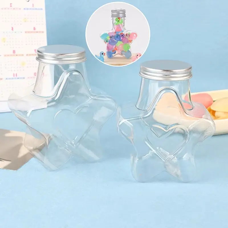 Star Shaped Doll Ornament Storage Box Plastic Bottle With Lids Food Storage Container Wide Mouth Jar Reusable Cookie Container