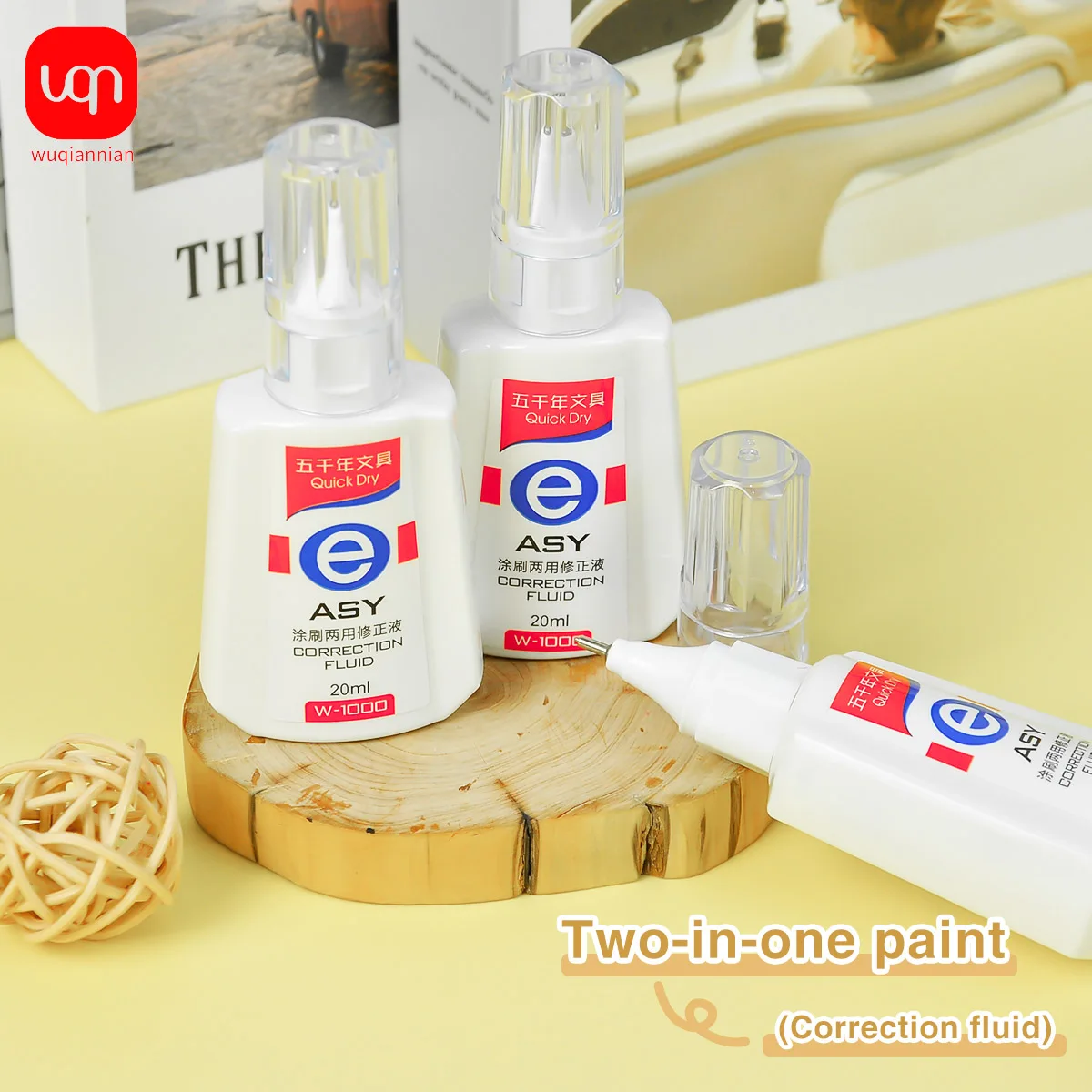 WQN 퀵드라이 수정액, 20ml, 흰색, 사용이 간편하며, 짧은 건조 시간, 1/3/6개 팩으로 제공
