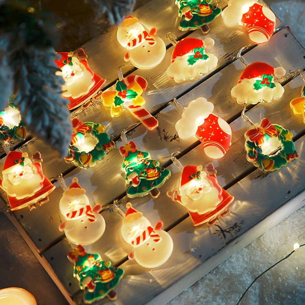 1.5m/3m/6m Battery-powered String Light Battery Powered Led Santa Claus Snowman String Lights for Christmas Party Decorations