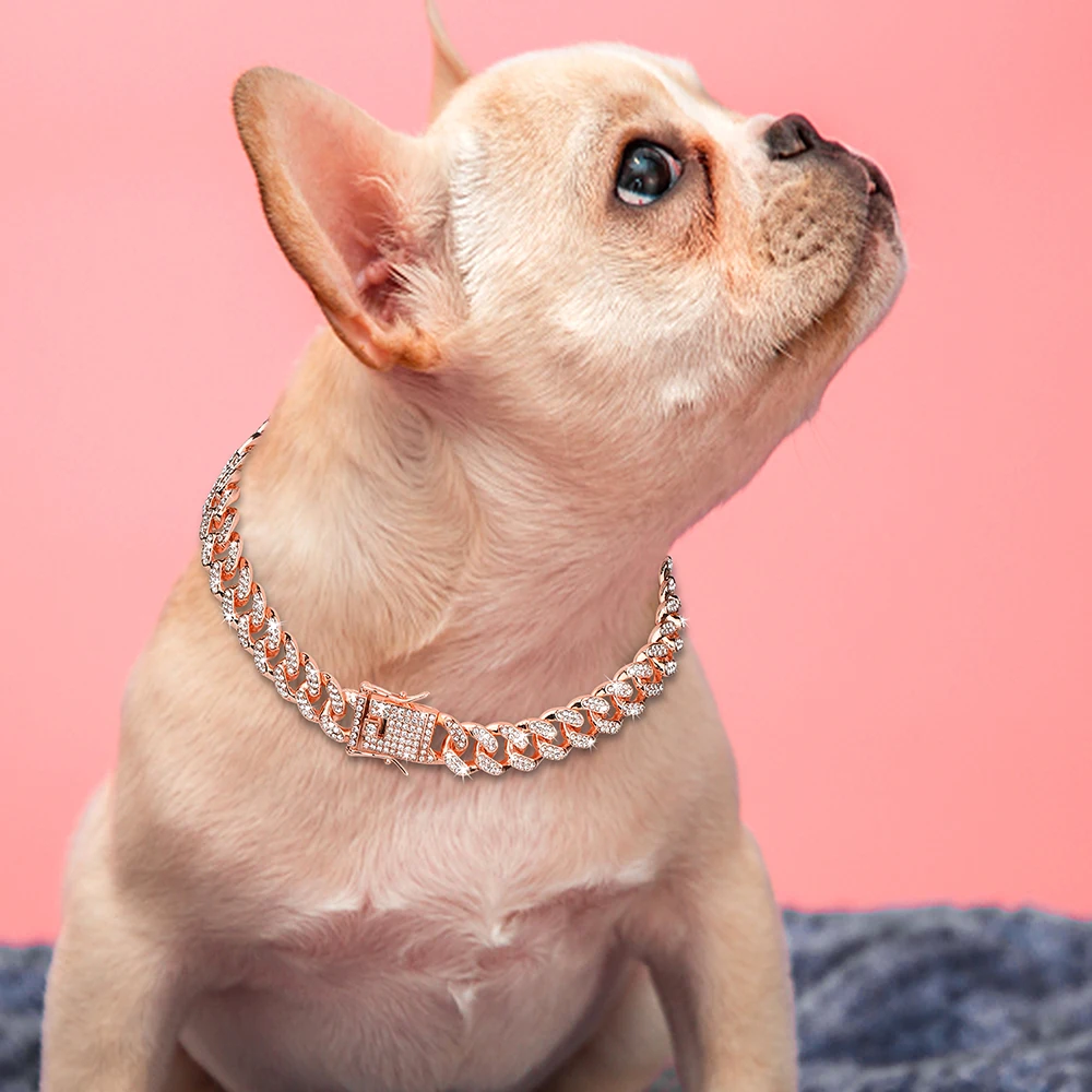 Bling Rhinestone Dog Collar Chain Luxury Small Dogs Cat Diamond