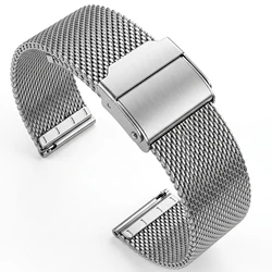 Elegant Stainless Steel Milanese Loop Watch Band - Quick Release Mesh Strap Bracelet - 22mm (Silver)
