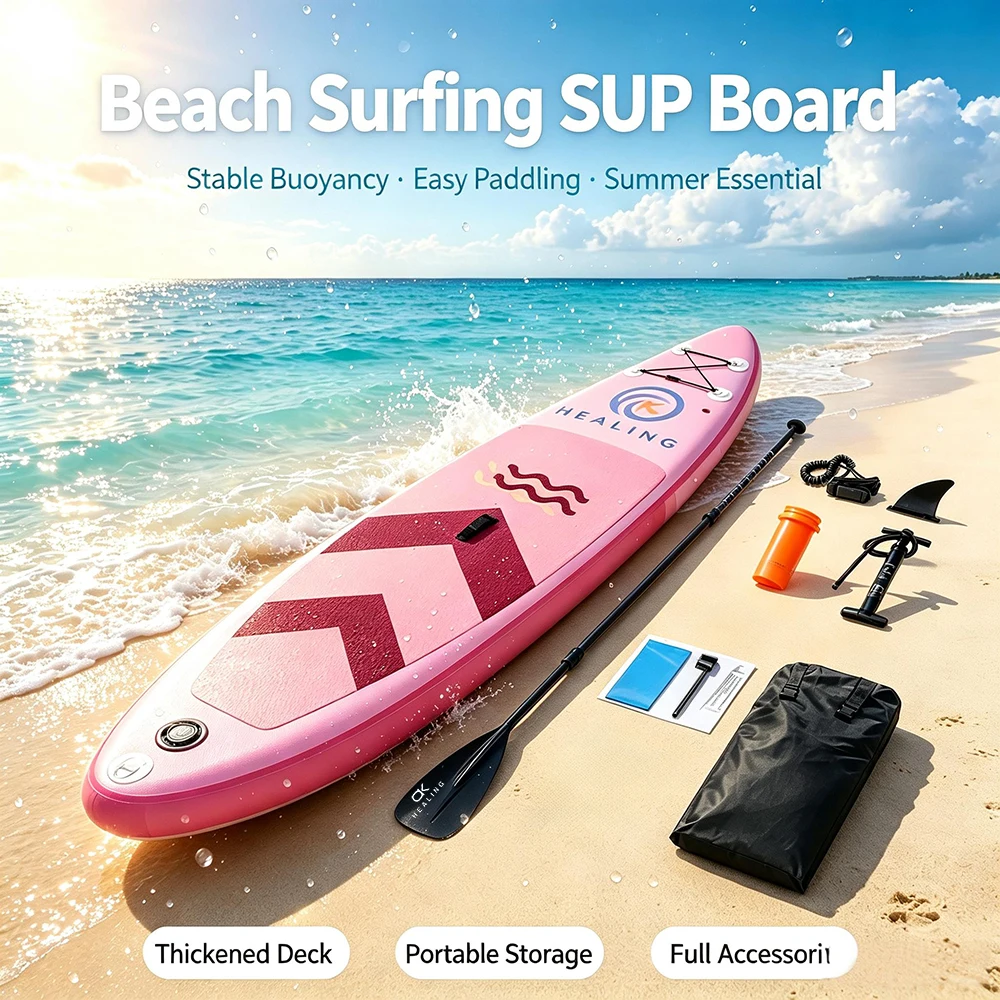 Tavola da SUP gonfiabile ultraleggera per surf in spiaggia con accessori SUP, pinne e pagaia