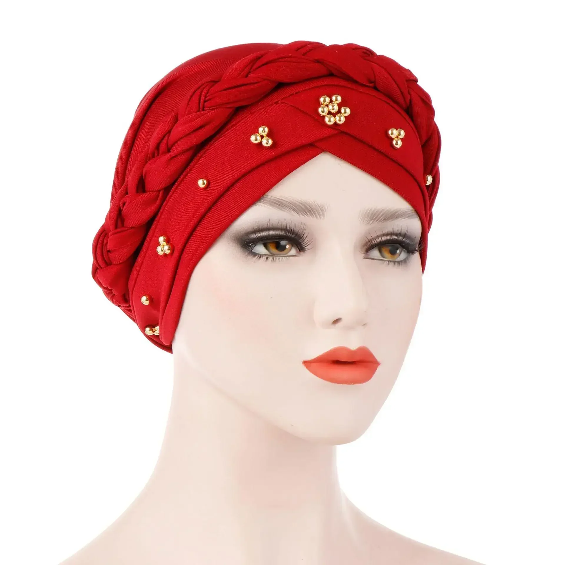 Lady Women Cancer Hat Chemo Cap Muslim Braid Head Scarf Turban Head Wrap Cover Ramadan Hair Loss Islamic Headwear Arab Fashion 6