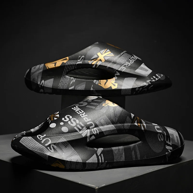 Pantoufles antidérapantes pour hommes Glissades confortables en mousse souple avec pantoufle à semelle épaisse pour l'intérieur et l'extérieur_voghion.com