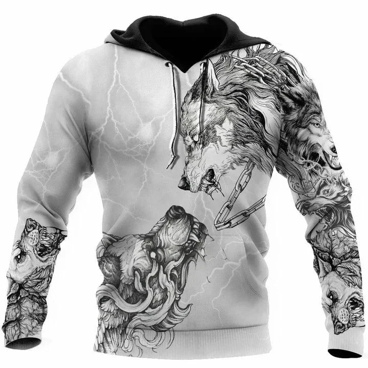 thumbnail image 1 of Sudadera con capucha para hombre lindejuan estampado 3D lobo animal 6XL, 1 of 5