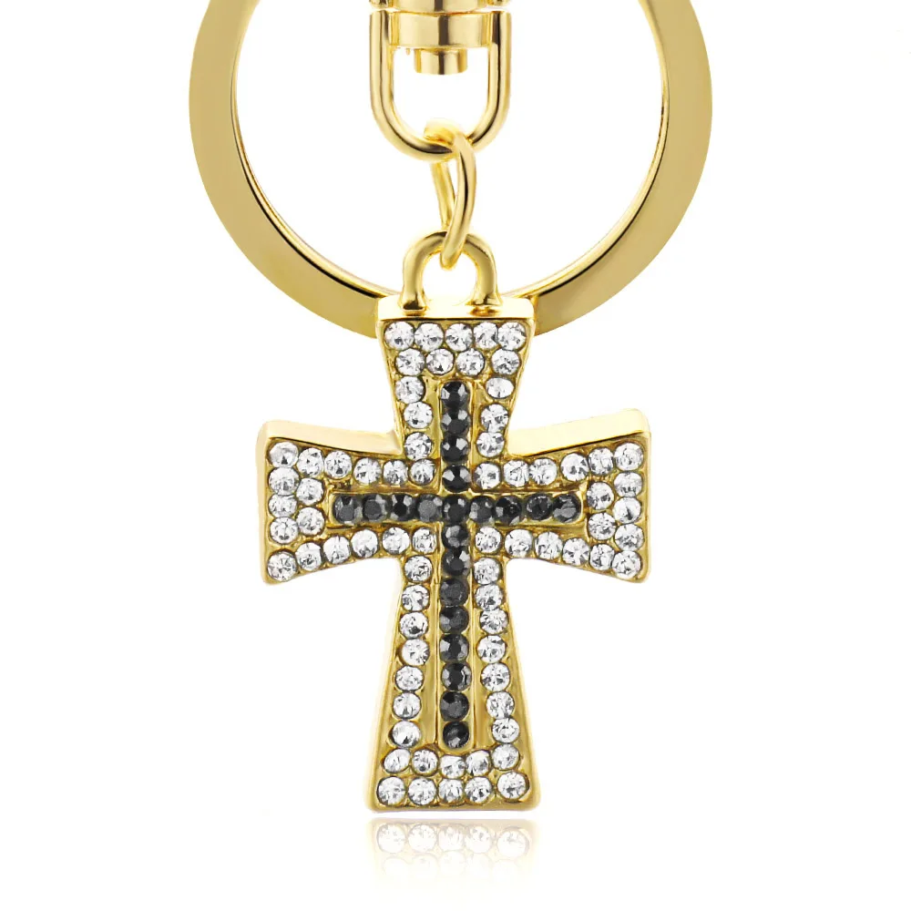 

Charm Chic Crystal Cross Keyrings Keychains Exquisite Lucky Purse Bag Pendant For Car Women Key Chains Holder Rings K310