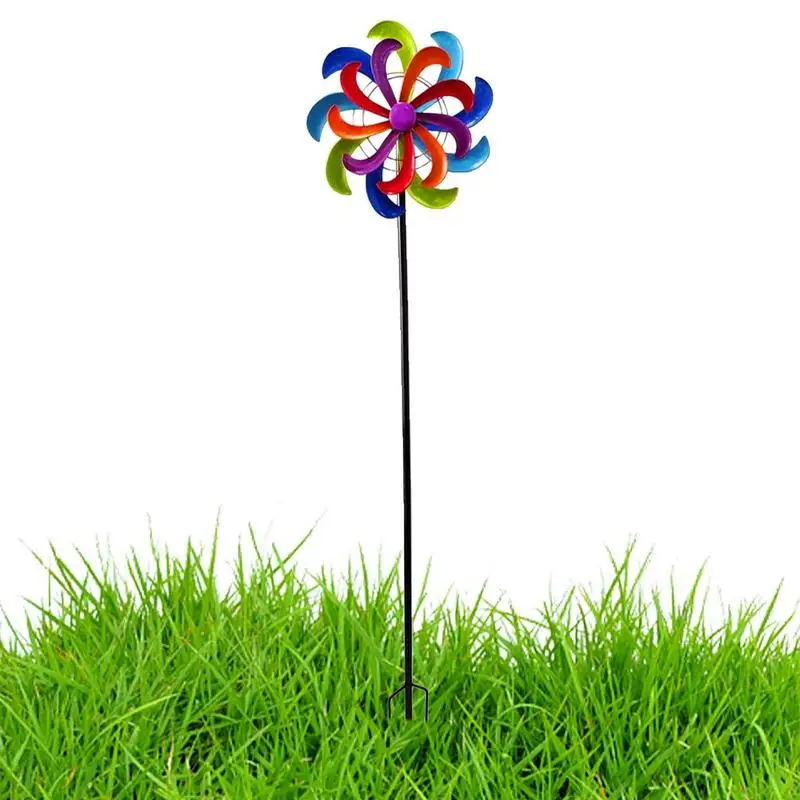 

Garden Wind Pinwheel Iron Wind Mill Outdoor Indoor Decors With Metal Stake Outdoor Garden Pinwheels Decorative Spinners For Yard