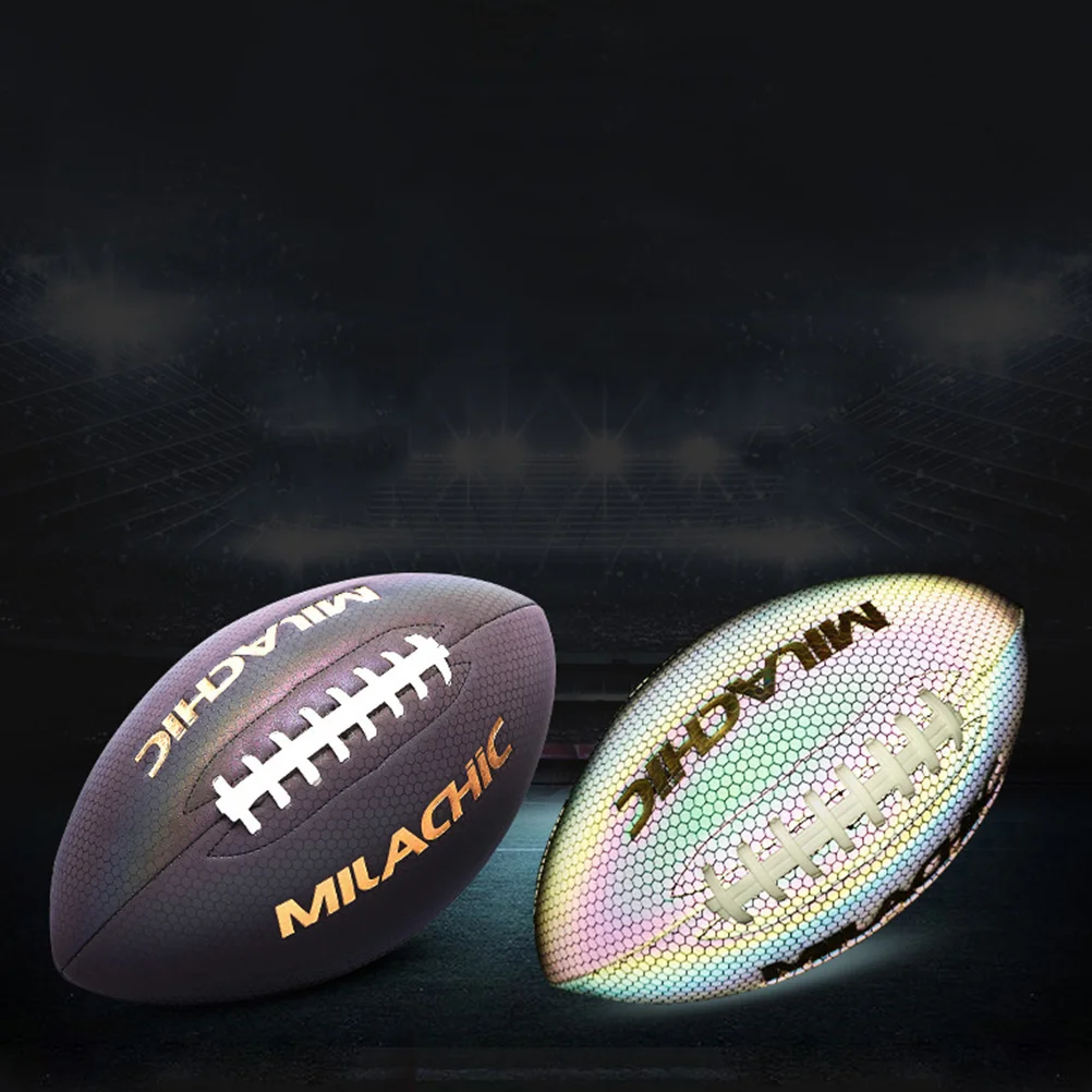 Rugby Football Holographic Vintage Glowing Standard Training Fluorescence Dark Practice Soccer Scrimmage American Adult Glow