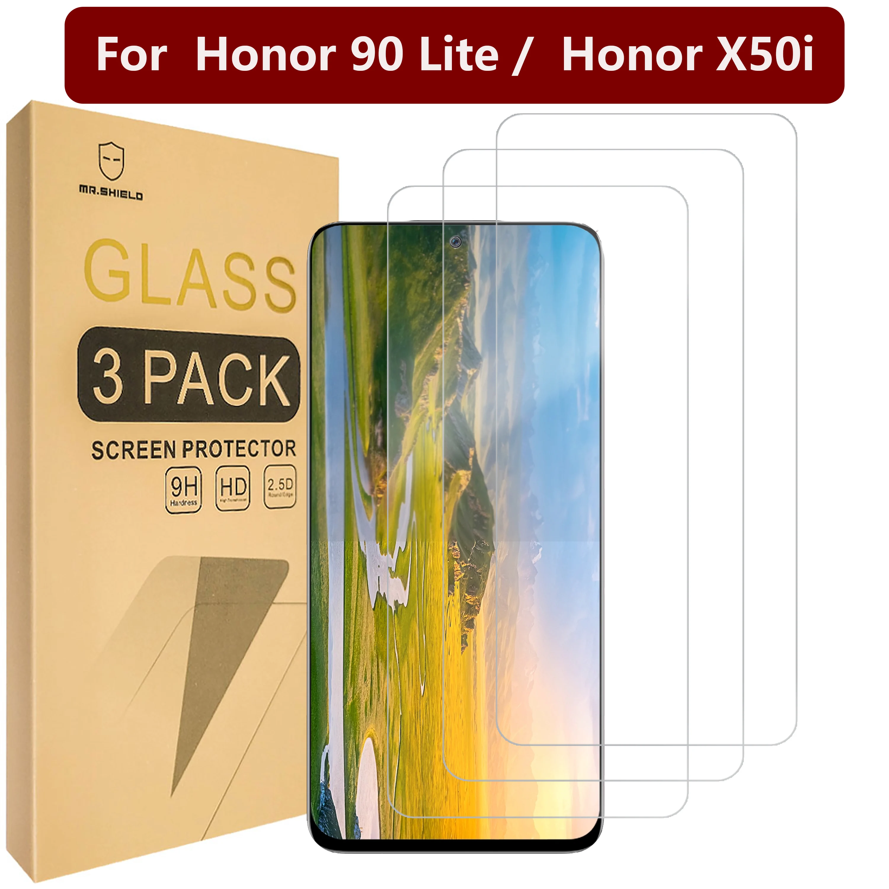 

Mr.Shield Screen Protector compatible with Honor 90 Lite / Honor X50i [Tempered Glass] [3-PACK] [Japan Glass with 9H Hardness]