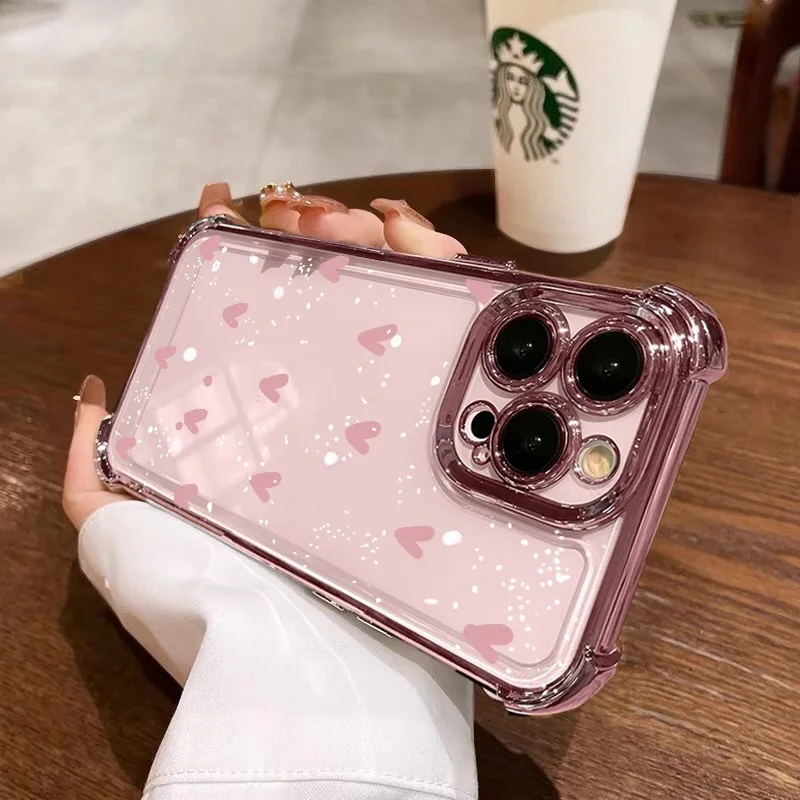 Love Heart Plating Phone Case - Stylish and Protective Cover
