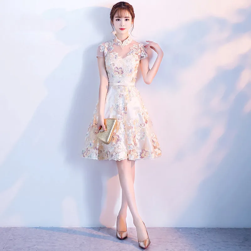 

Vintage Chinese Style Wedding Dress Retro Toast Clothing Gown Marriage Cheongsam Qipao Party Evening Dress Vestidos