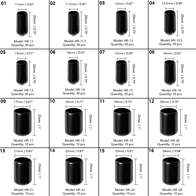 Rubber Caps Rubber Cap Sleeve Soft Elasticity Silicone Protective Cover Sealing Plug Thread Protection Sleeve Black Red White Blue 1.5-24mm