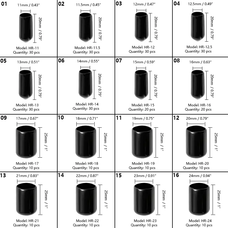 Rubber Cap Sleeve Soft Elasticity Silicone Protective Cover  Sealing Plug Thread Protection Sleeve Black Red White Blue 1.5-24mm - Image 6