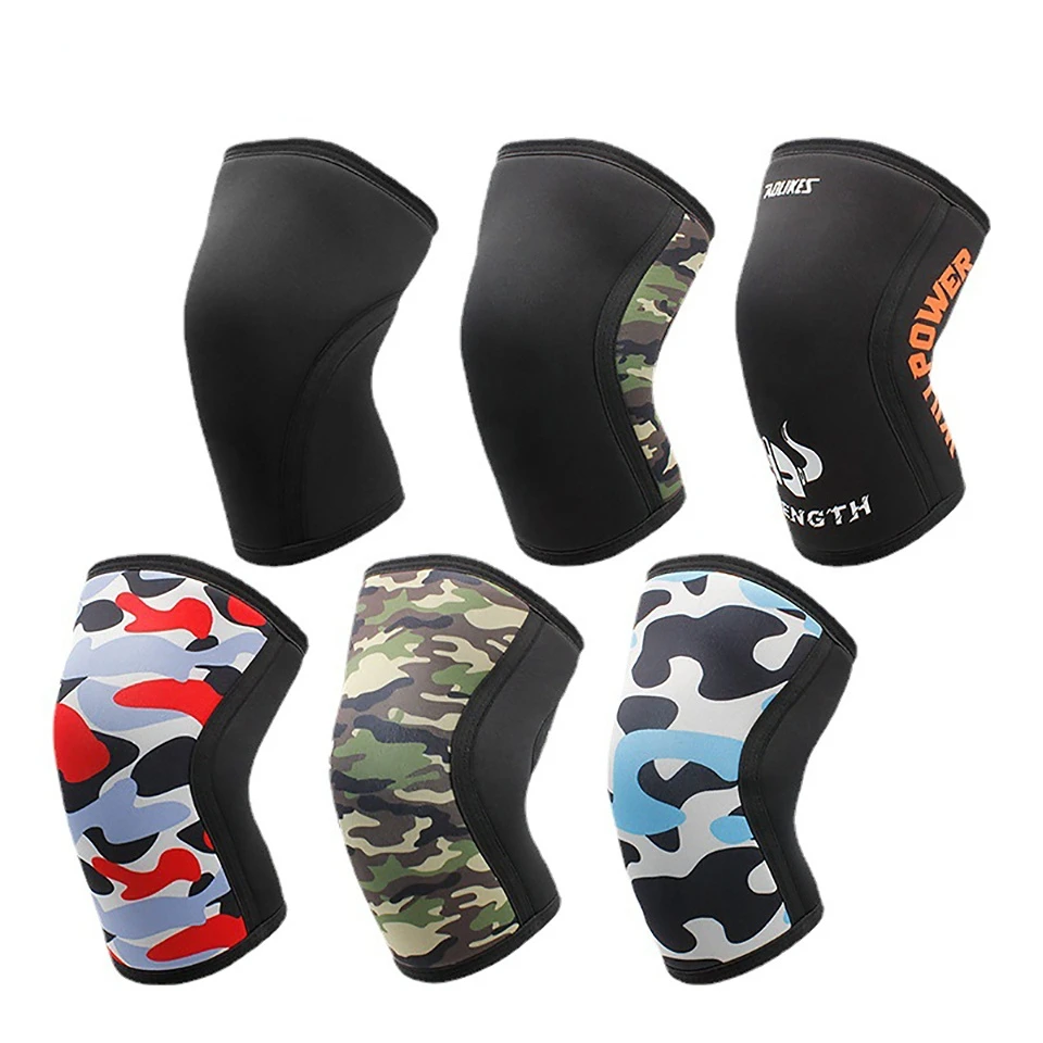 

2 PCS 1 Pair 7mm Neoprene Sports Kneepads Compression Weightlifting Pressured Crossfit Training Knee Pads Support Women Men