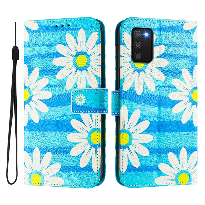 Leather Flip Wallet Phone Case with Magnetic Closure and Artistic Design