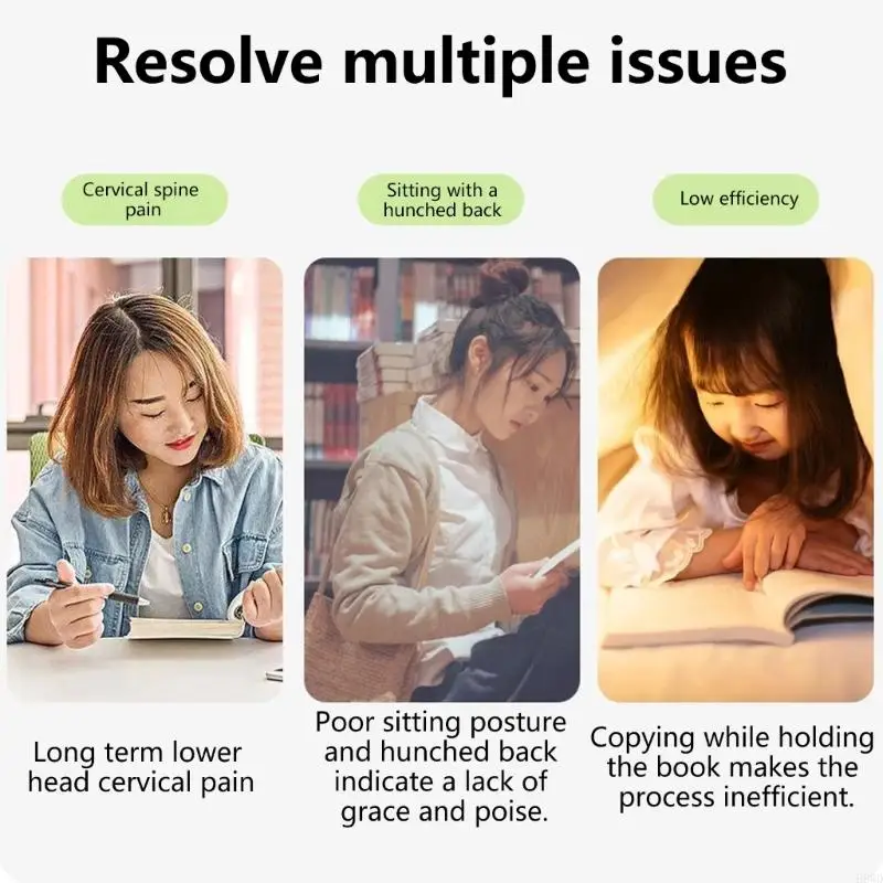 일이나 공부 중 자세를 개선하기 위한 미끄럼 방지 디자인의 목재 노트북 독서대 H8WD