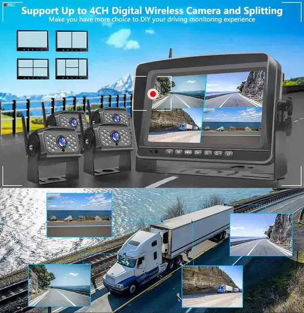 Kit Telecamera Retromarcia Wireless Con Monitor 7'' - Doppia Camera AHD Per Auto E Camper - Foto 3