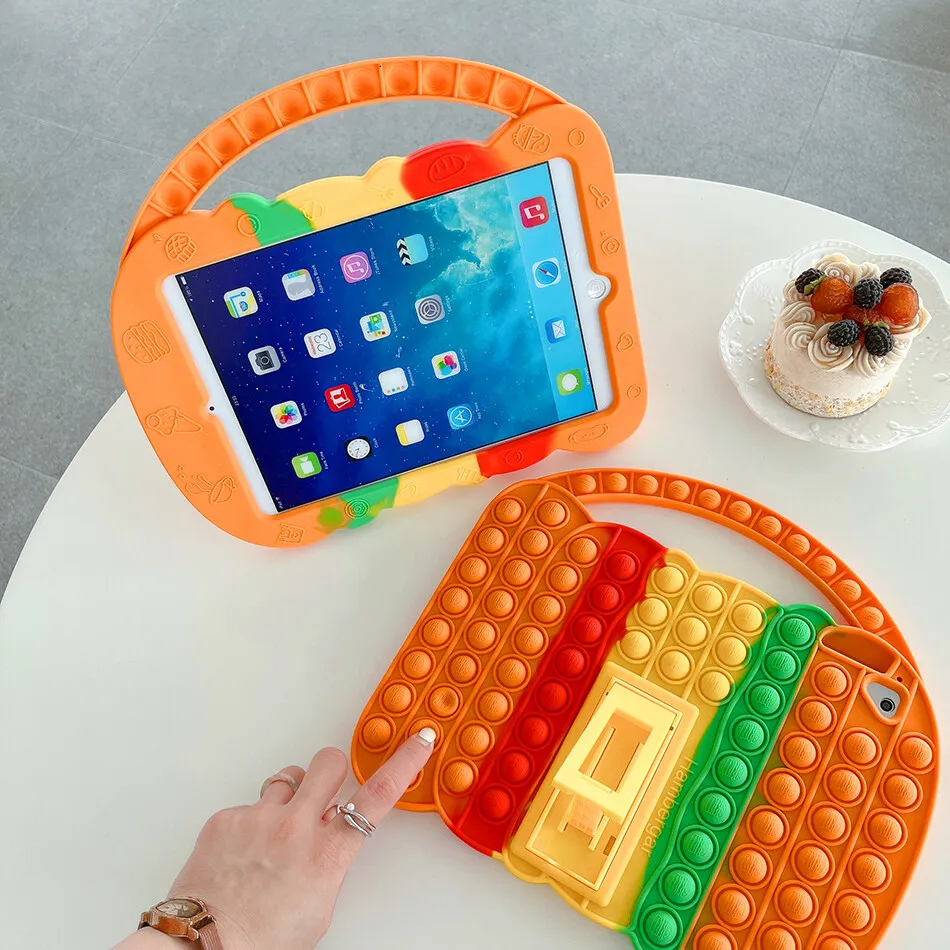 Cartoon Kids Case For Ipad 10.2 7Th 8Th 9Th 9.7 5Th 6Th Air 5 10.9 Silicone Cover For Ipad Mini 6 5 4 3 2 1 Handle Stand