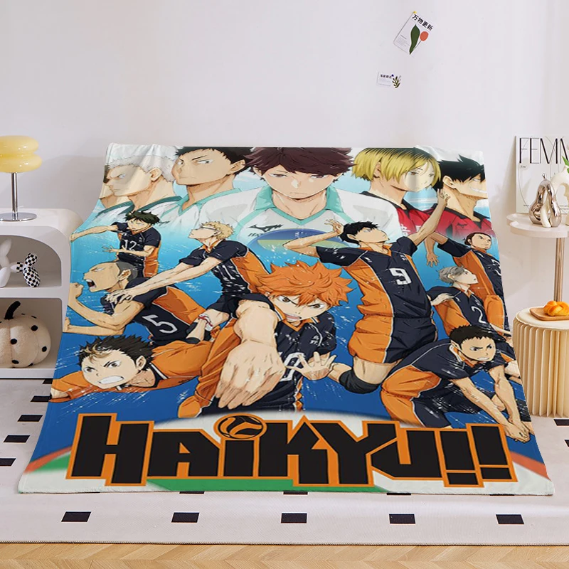 

Anime Blanket Sofa Winter B-Haikyuu Warm Bed Fleece Camping Custom Nap Home Fluffy Soft Blankets King Size Microfiber Bedding